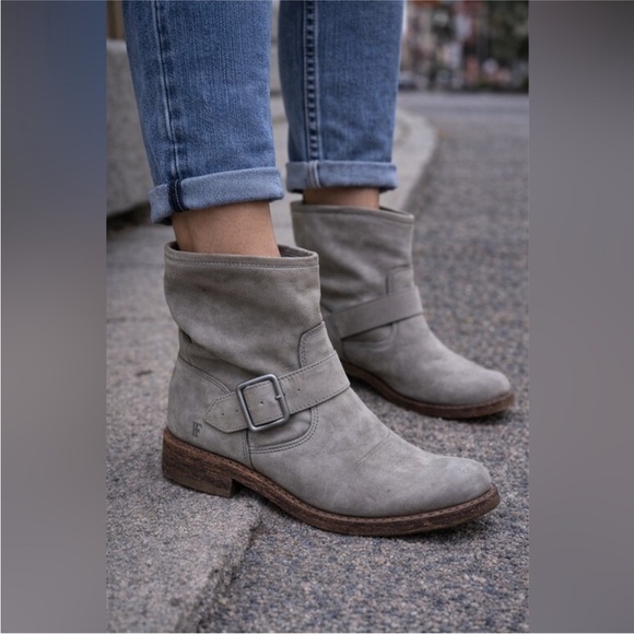 Frye Gray Leather Engineer Ankle Boots Size 8 Made in Mexico - Picture 14 of 14